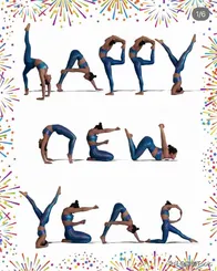 4张瑜伽动作图，这样打卡新年照，真的太有创意了！