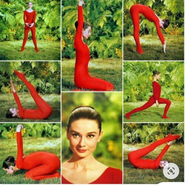 奥黛丽·赫本珍贵的瑜伽体式照，宛如精灵，真的太美了!